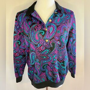 Vintage Vibrant Paisley Button-Up Sweater